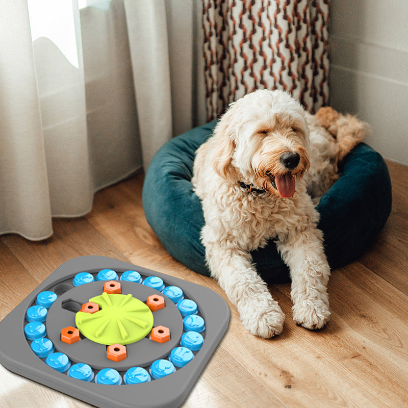 Interactive Dog Puzzle Toy with Rotating Disc for Treat Dispensing