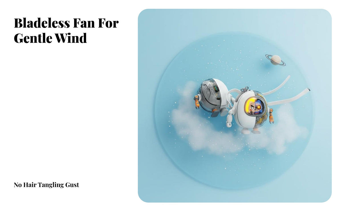 Mecha Wearable Fan Lightweight Bladeless Wearable Fan Adjustable Wind for Students, Teens, Travel, Outdoor, Commuting