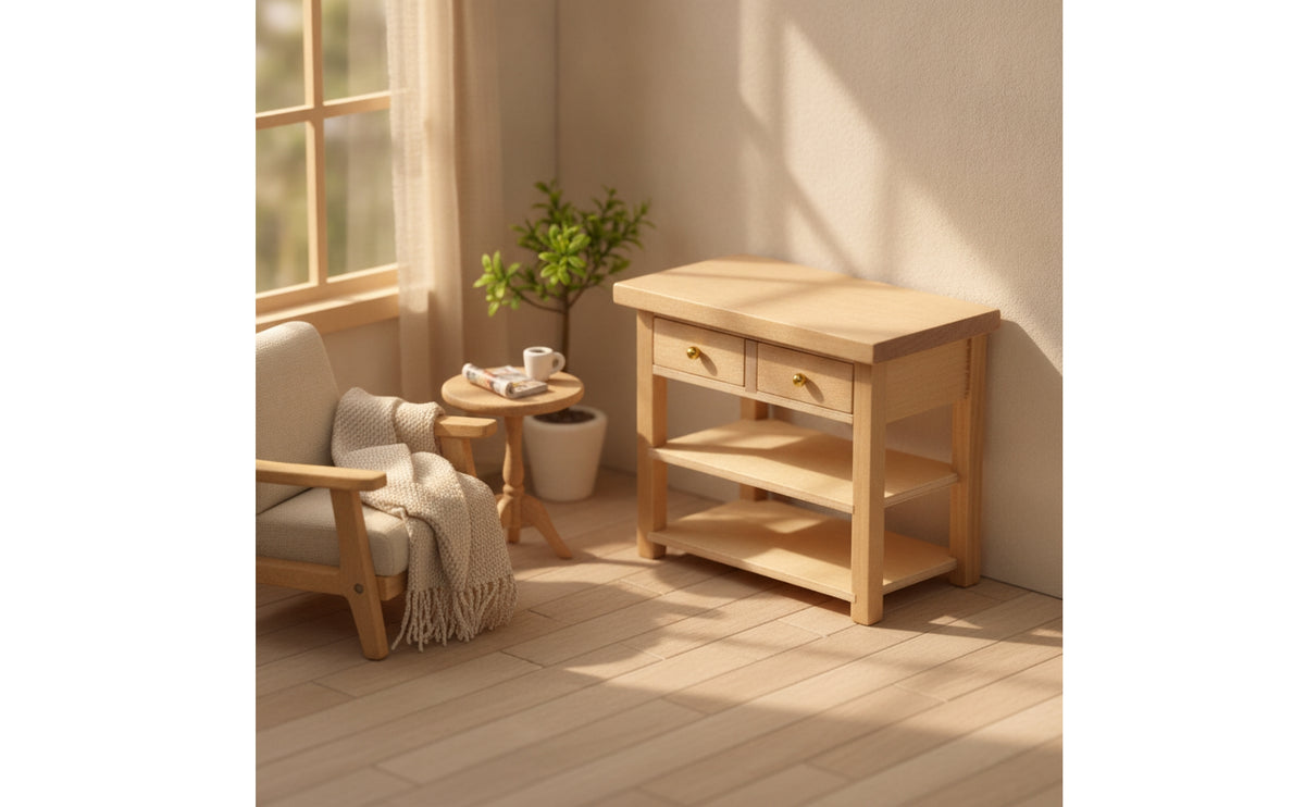 Miniature Dollhouse Side Cabinet Wooden Dollhouse Cabinet Natural Finish Furniture 1:12 Scale for Hobbyists, Diorama