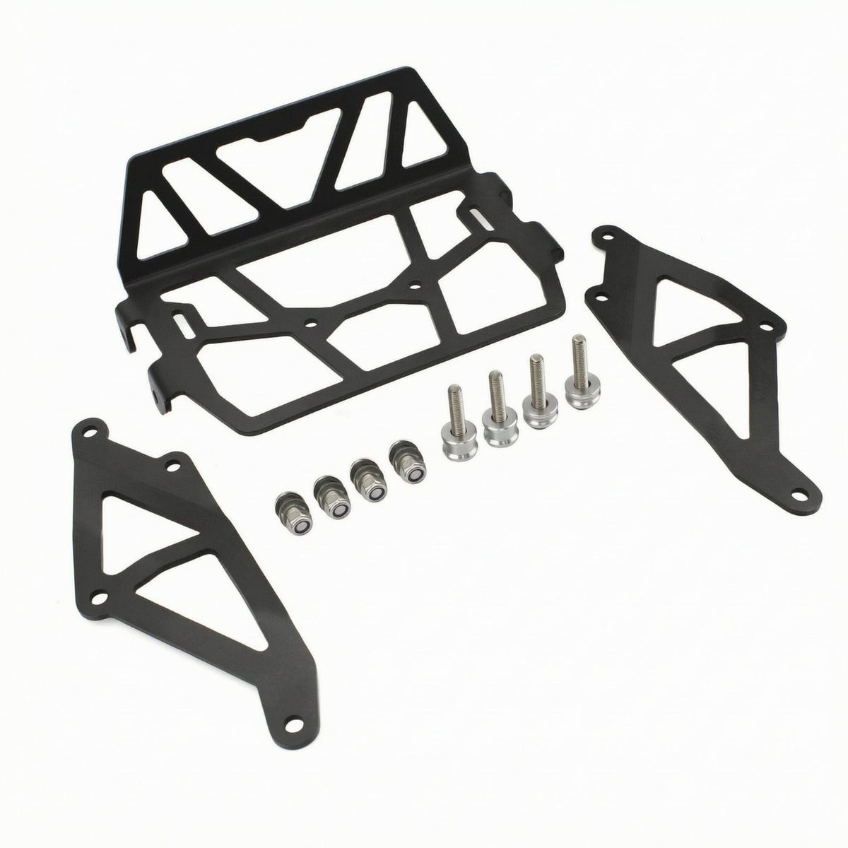Matte Black Motorcycle Front Rack Openwork Front Luggage Rack Laser-Cut Headlight Guard Mounting Hardware