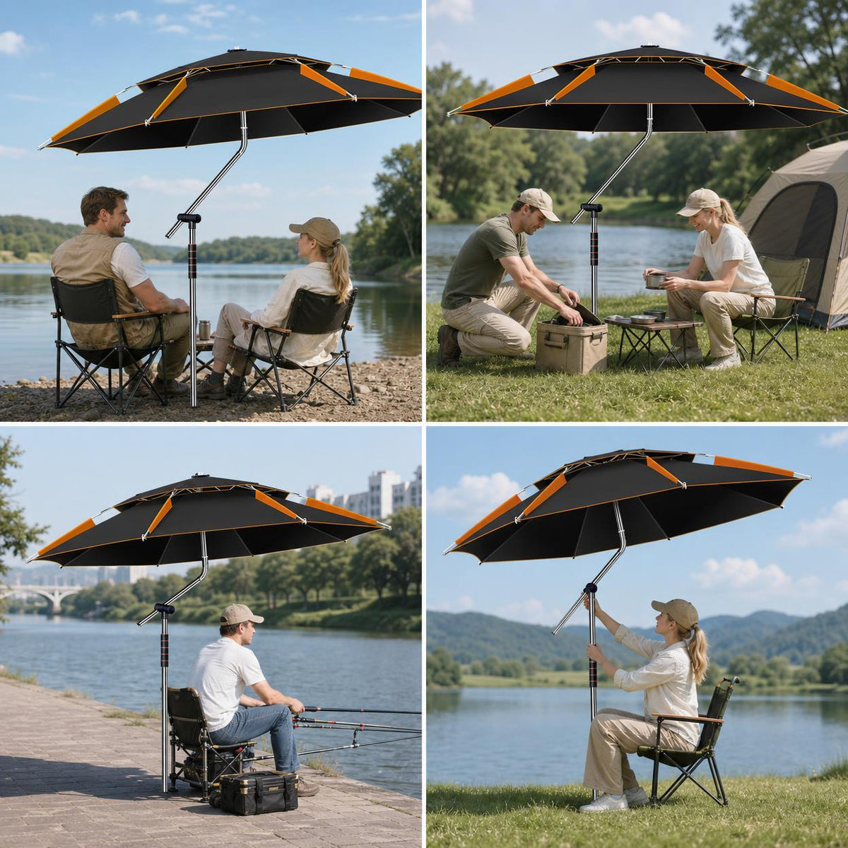 2025 New Fishing Umbrella Outdoor Camping Sunshade Portable Black Glue Sun Protection Rainproof Cane Umbrella