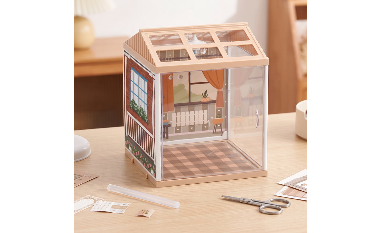 Miniature Scene House Transparent Assembly Model Home Clear Miniature House Kit for Crafters, Collectors