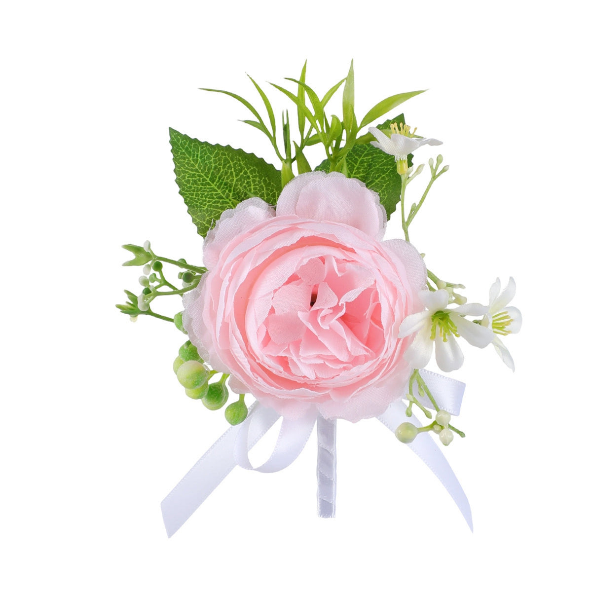 Wedding Corsage Handmade Rose Boutonniere Corsage with Ribbon Rustic Floral Accessory Elegant for Bridesmaids, Ceremony, Prom
