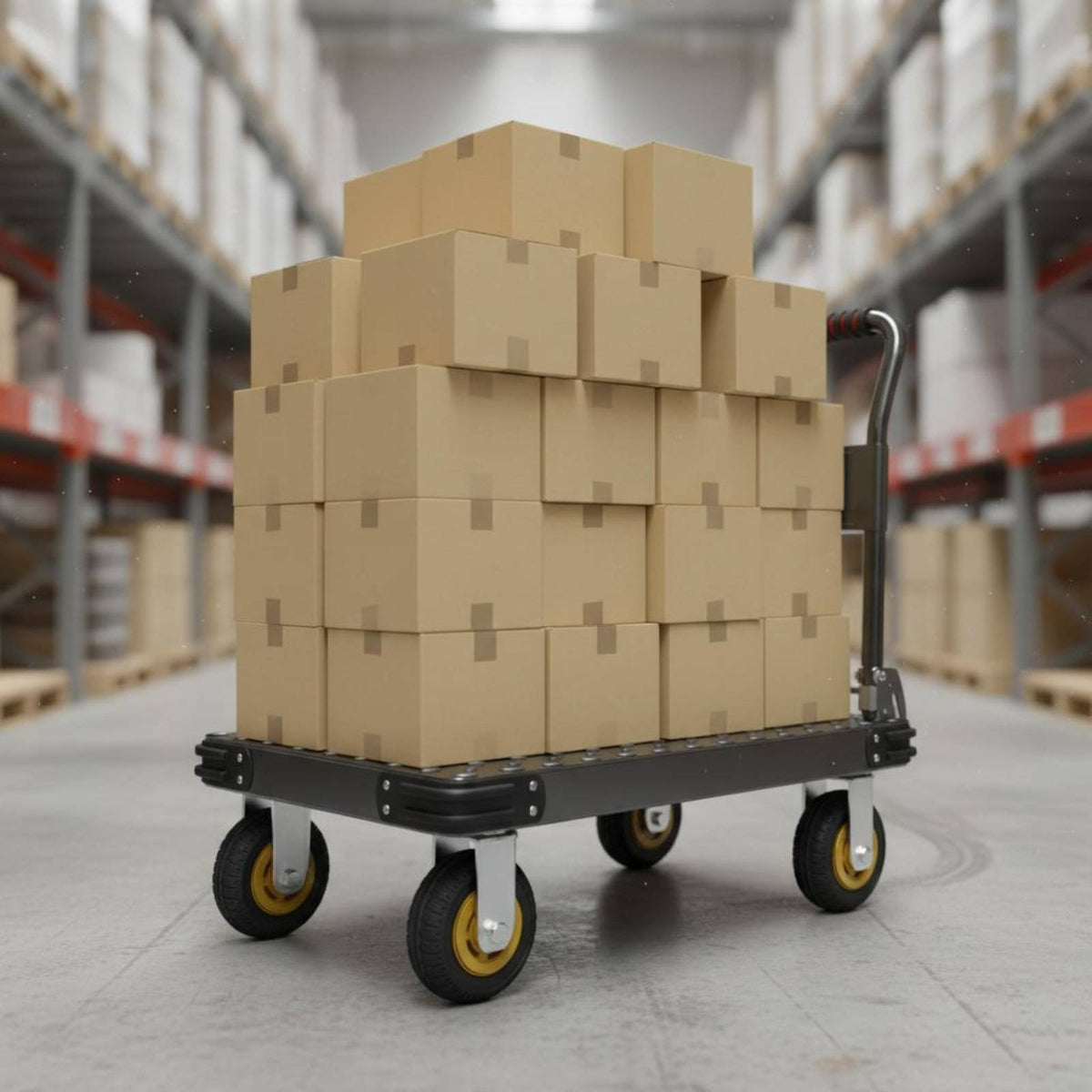 High Load Capacity Foldable Platform Cart Space Saving Foldable Platform Truck Textured Non-Slip Surface Steel Push Cart Dolly Multipurpose for Delivery Personnel, Maintenance Personnel, Office Workers, Factory, Workshop, Stockroom, Garage