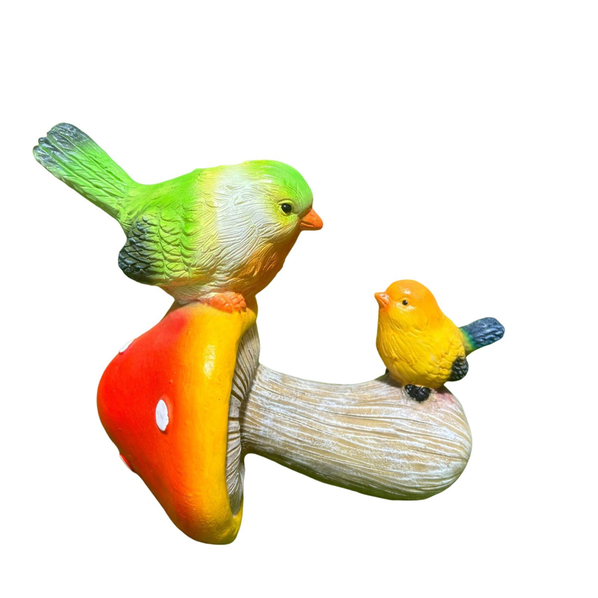 Bird on mushrooms Statue resin mushrooms Bird Figurine Animal Sculpture Decoration for Outdoor, Balcony, Potted Plants
