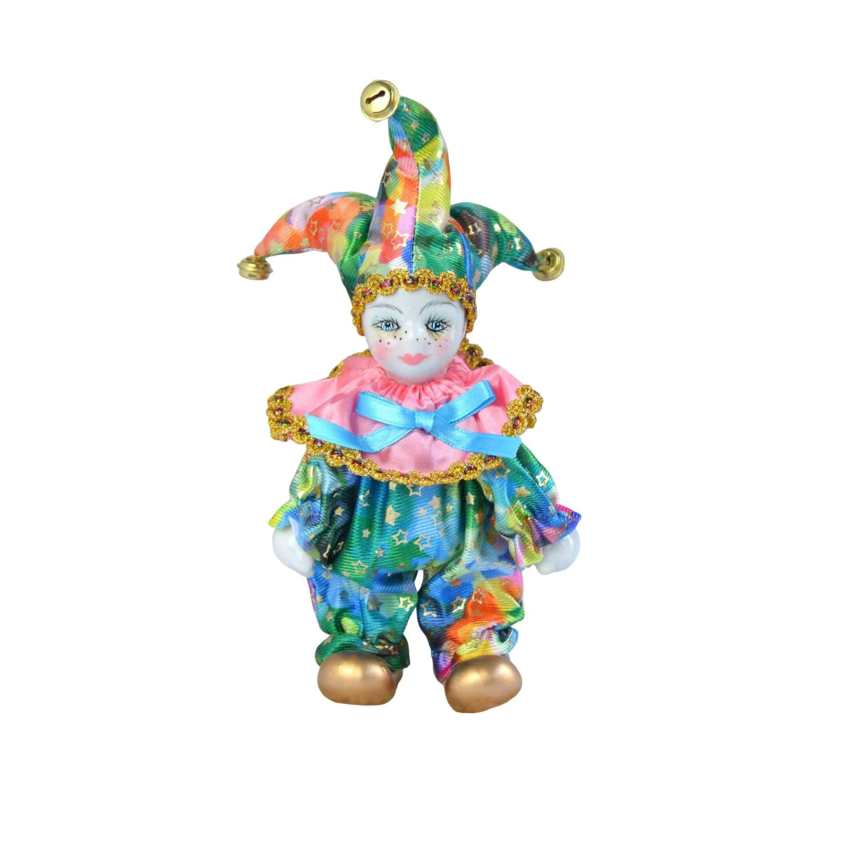 Destiny Cherub Doll Collectible Italian Tri Cherub Doll Poseable Clown Figurine Hand-Painted Face Vintage Porcelain Clown