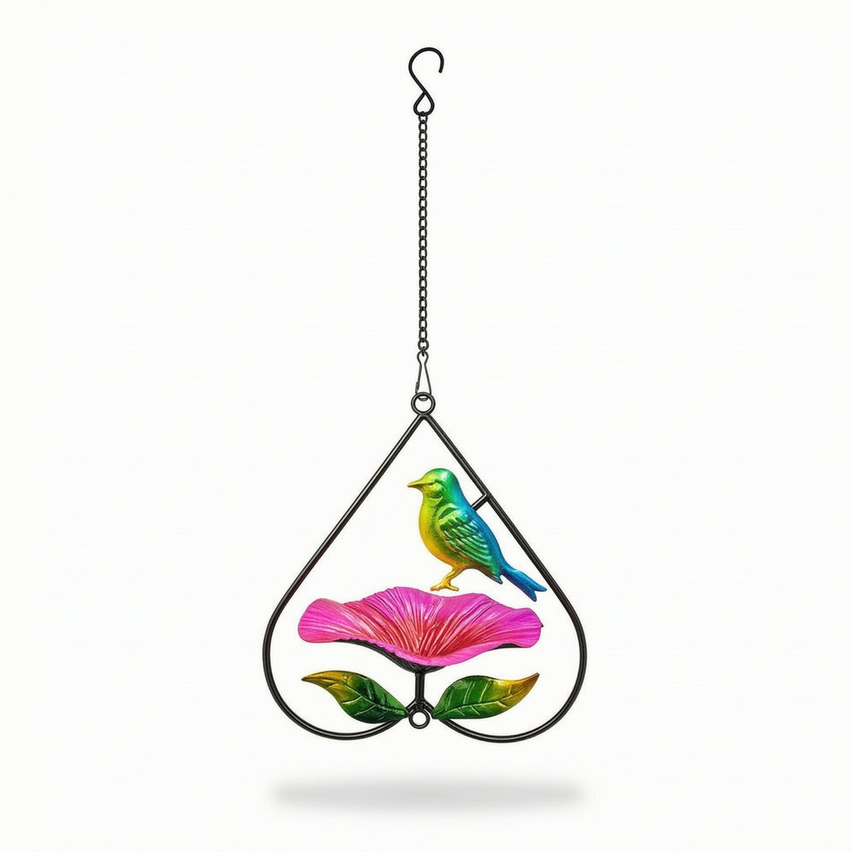 Teardrop Hanging Bird Bath Decorative Hanging Birdbath Metal Bird Bath with Chain Outdoor for Gardeners, Garden, Backyard, Patio, Balcony