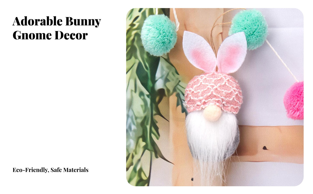 Easter Gnome Garland Cute Gnomes Bunny Gnome Banner Pastel Colors Easter Bunny Banner for Party Planners, Homeowners, Fireplace Mantel, Wall, Nursery