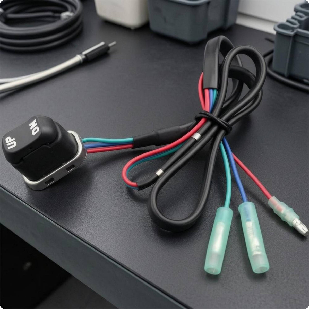 Outboard Marine Engine Trim Switch Wired Cable Harness Outboard Trim Switch Black Plastic Easy to Install for Boat