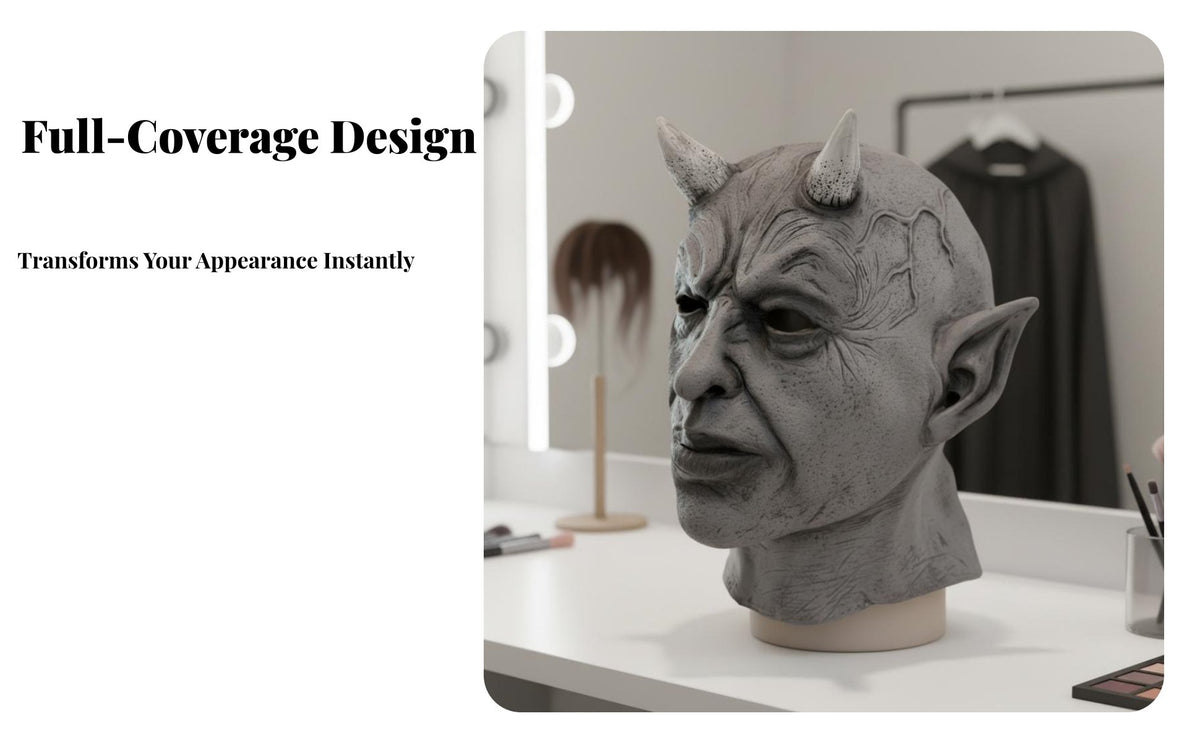 Creepy Smiling facial covering photorealistic Horror face covering Scary look Costume Accessory for practical jokesters, Cosplayers, Halloween, practical jokes, Themed Events