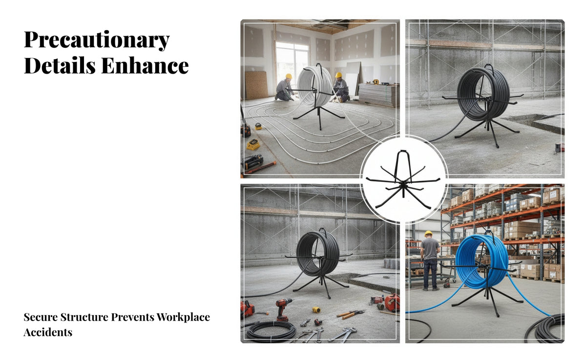Radial Arms Underfloor Heating Pipe Dispenser Stand Cylindrical Frame Heating Pipe Reel Stand Wide Base Guard End Caps for Installers