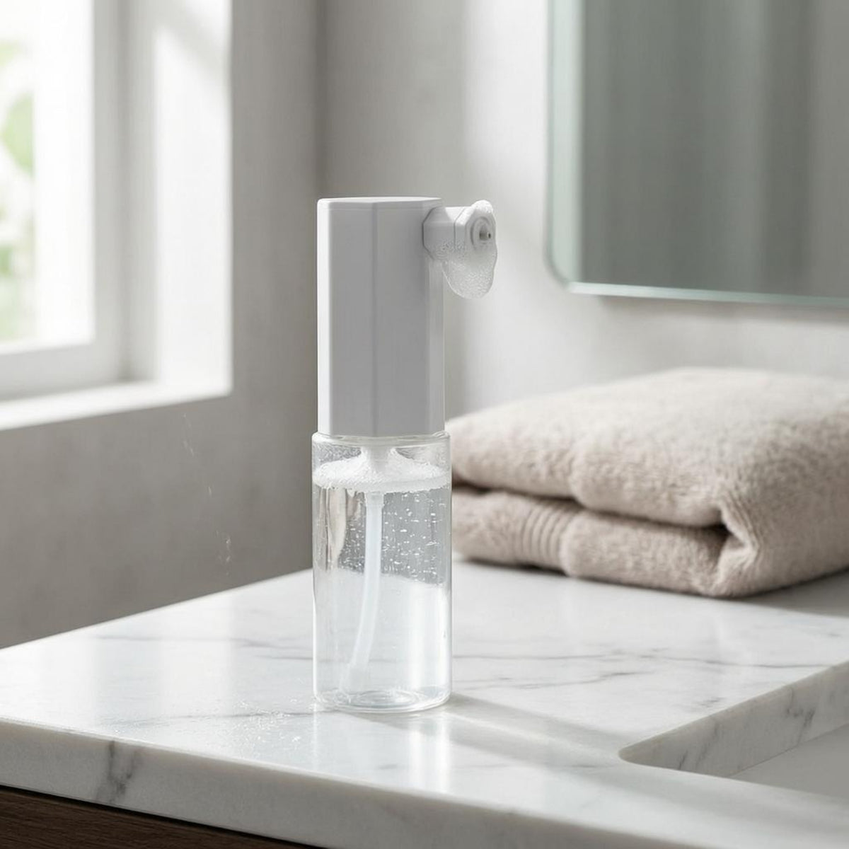 Electric Foaming Bottle Powered Foaming Dispenser White Hair Care Dispenser