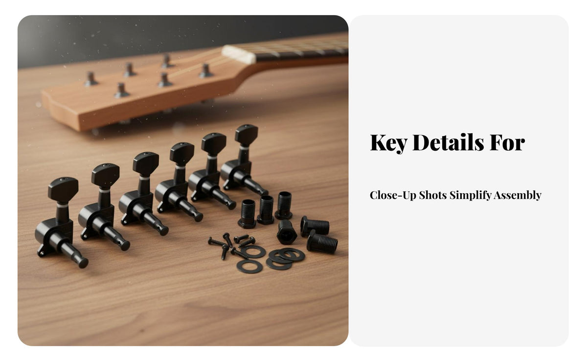 6 Pieces Acoustic Guitar Tuning Pegs Silver Finish Guitar Tuning Pegs 3L3R Machine Heads Vintage Design for DIY Hobbyists