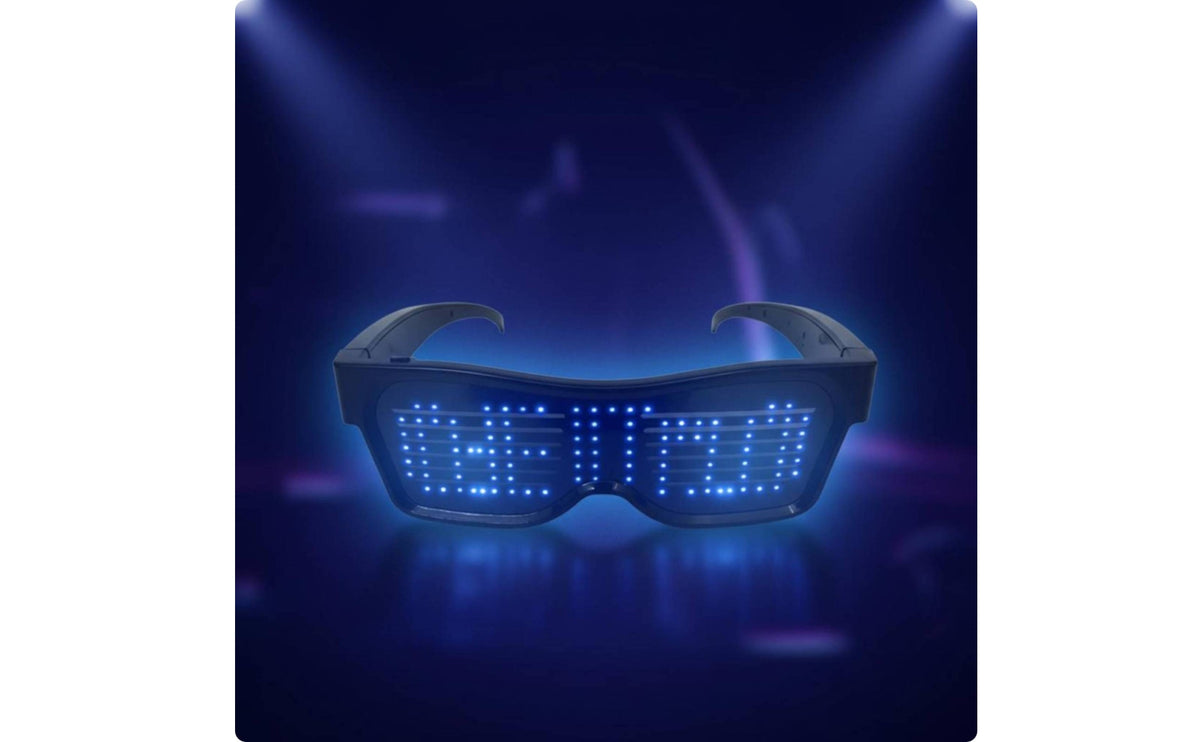 USB Rechargeable APP Control LED Glasses Multi-Language Input Bluetooth LED Glasses Color Changing Lights Party Accessory Customizable for Clubbers, P