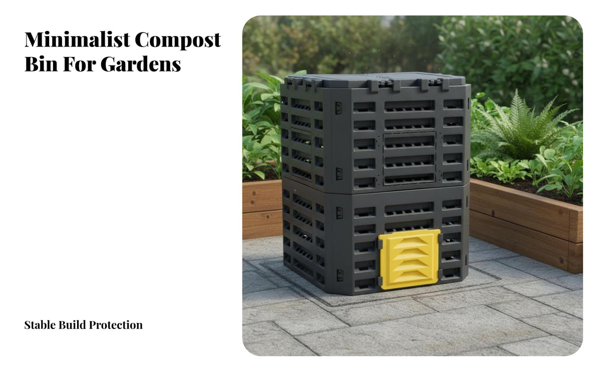 300L Compost Bin Weather-Resistant Outdoor Garden Composter Heavy-Duty Construction Aerobic Fermentation Bin for Gardeners, Homeowners, Patio, Balcony