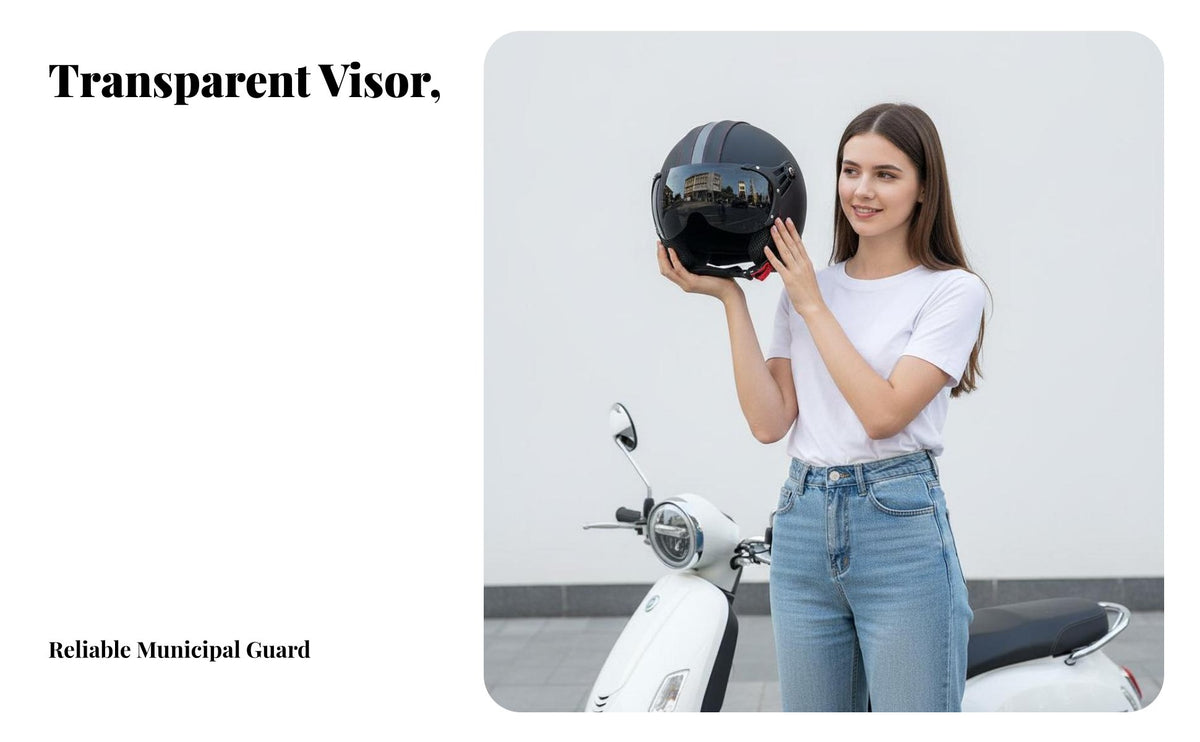 Vintage Design Half Helmet 3C Certified Retro with Visor Four-Season Retro Biker Head Cap for Women, Men, City Commuting