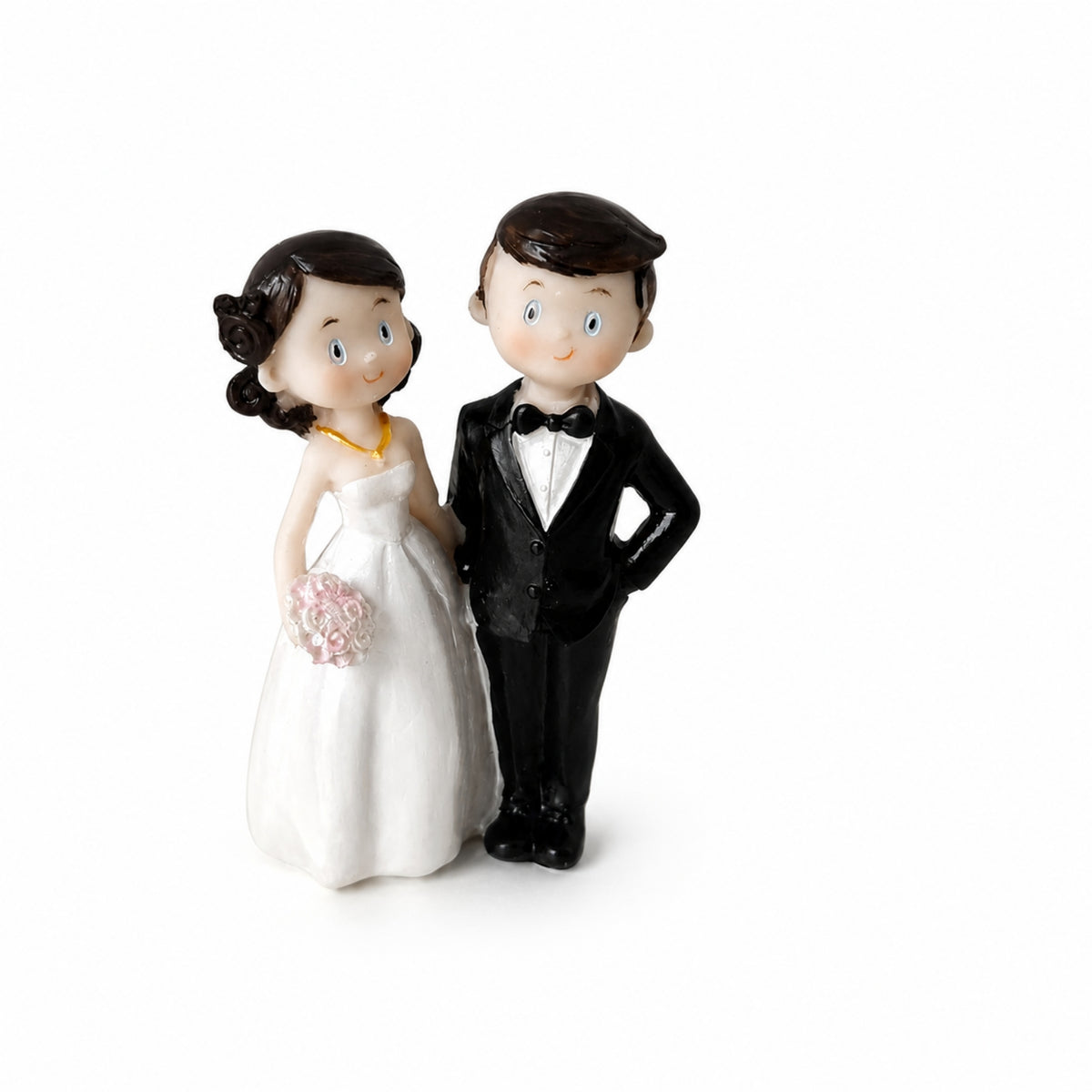 Romantic Bride and Groom Cake Topper Hand-Painted Wedding Couple Figurine Freestanding Wedding Cake Topper Unique for Anniversaries