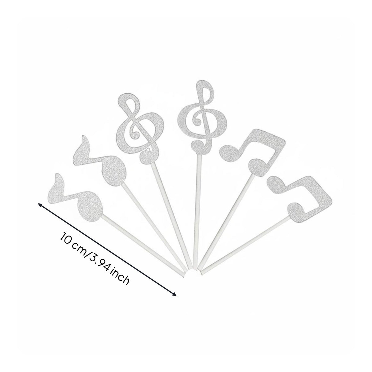 6 Pieces Pre-Cut Musical Note Cake Toppers DIY Assembly Music Note Cupcake Pick Musical Symbol Cake Topper
