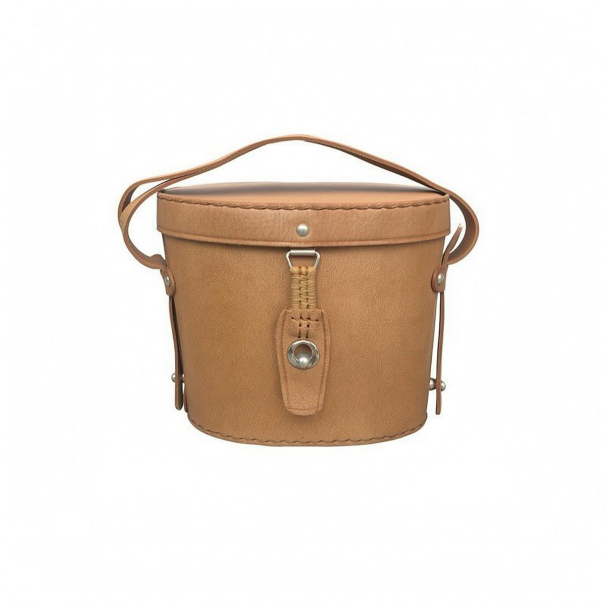 Adjustable Shoulder Strap cylindricalStyle Binocular Case Metal Loop Clasp Leather Binocular Case Stitched Seams Optical Accessory