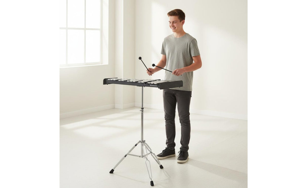 32 Note Glockenspiel Student Training 32 Note Xylophone with Stand Aluminum Bar Marimba for Students