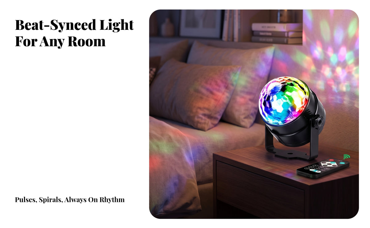 Ambient Mini Night Light with Crystal Dome Decorative Crystal Ball Light Thrower Light Compact USB Light Thrower with Mounting Bracket Adjustable for Bedroom, Desk, Car, Parties