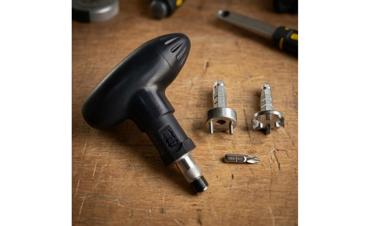 T-Handle Golf Shoe Spike Replacement Tool Interchangeable Heads Golf Shoe Spike Wrench Metal Shaft