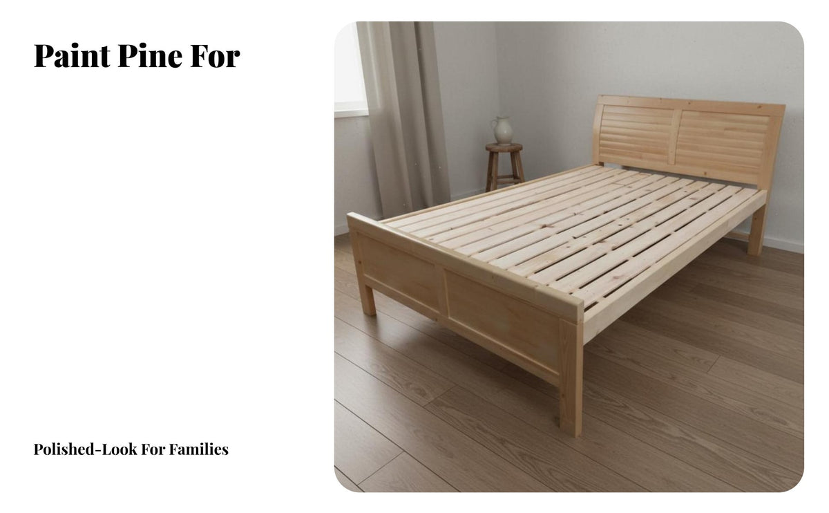 Wooden foundation Bed Frame sturdy Wood Construction Slatted Pine Frame Thickened Design Bedroom Furniture for Families, Apartment, Guest Room, Dormitory