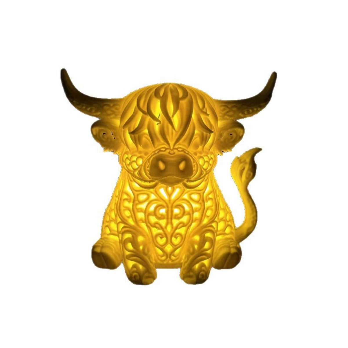 Adorable Highland Cow Lamp Sculptural Highland Cow Night Light Ambient 3D Animal Lamp Mood for Teens, Bedroom, Nursery