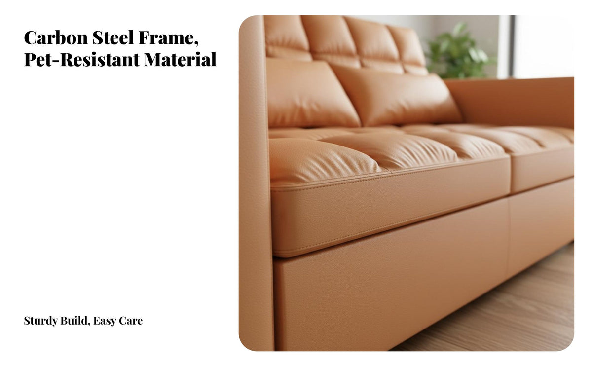 Space-Saving Sleeper Sofa Steel Frame Pull-out Sofa Bed Adjustable Backrest Pull out Couch Bed for Guests, Small Areas, Office, Apartment