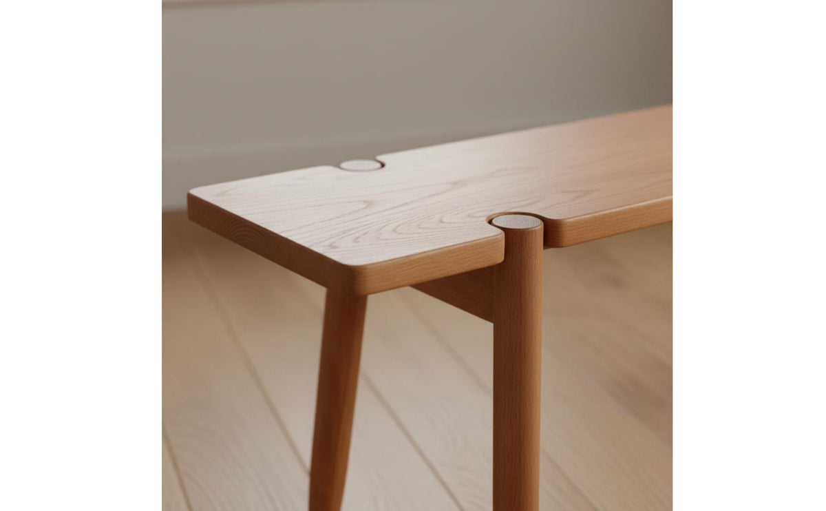 Multifunctional Cherry Wood End-of-Bed Bench Rounded Corners Solid Wood Bench Rectangular Wooden Stool for Bedroom, Entryway, Living Room
