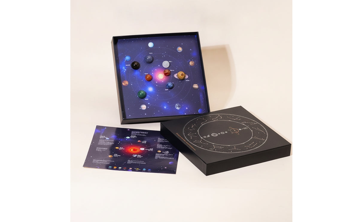 Solar System Model Desktop Celestial Body Kit Decorative Gift Box with Celestial Body Pieces for Students, Desk, Office