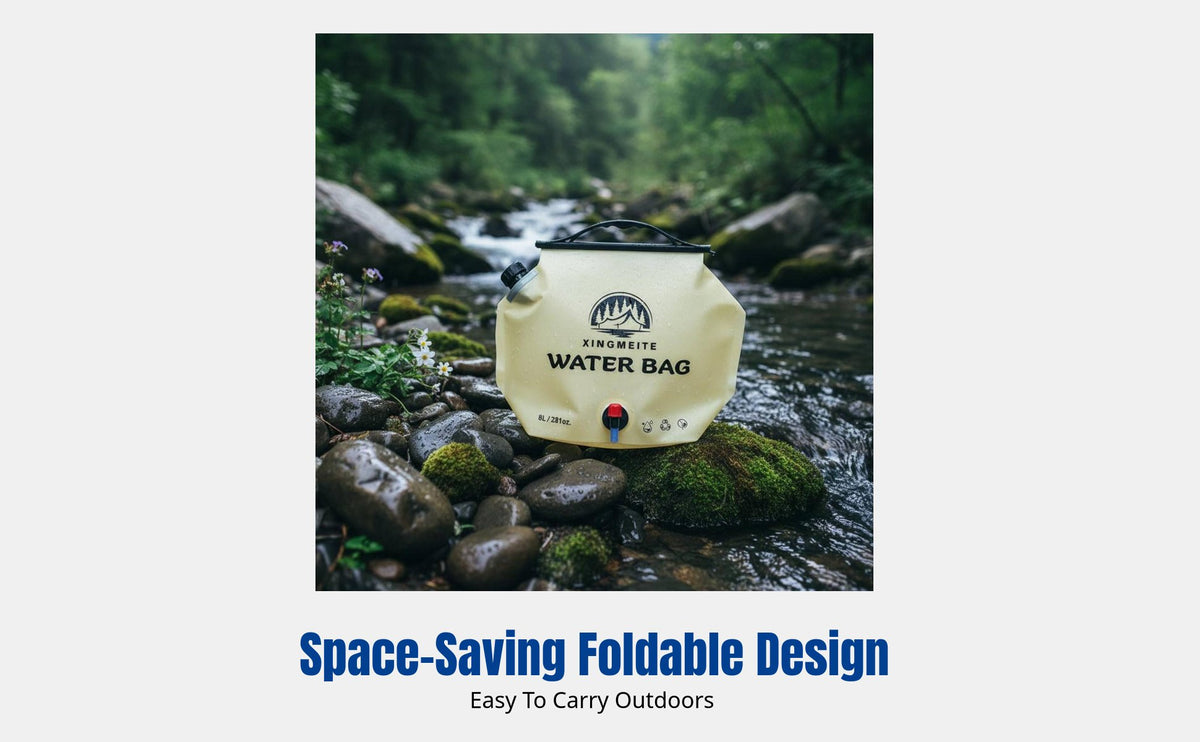 Camping Water Storage Bag, Foldable Water Container, Outdoor Leakproof with Spigot, Large Capacity