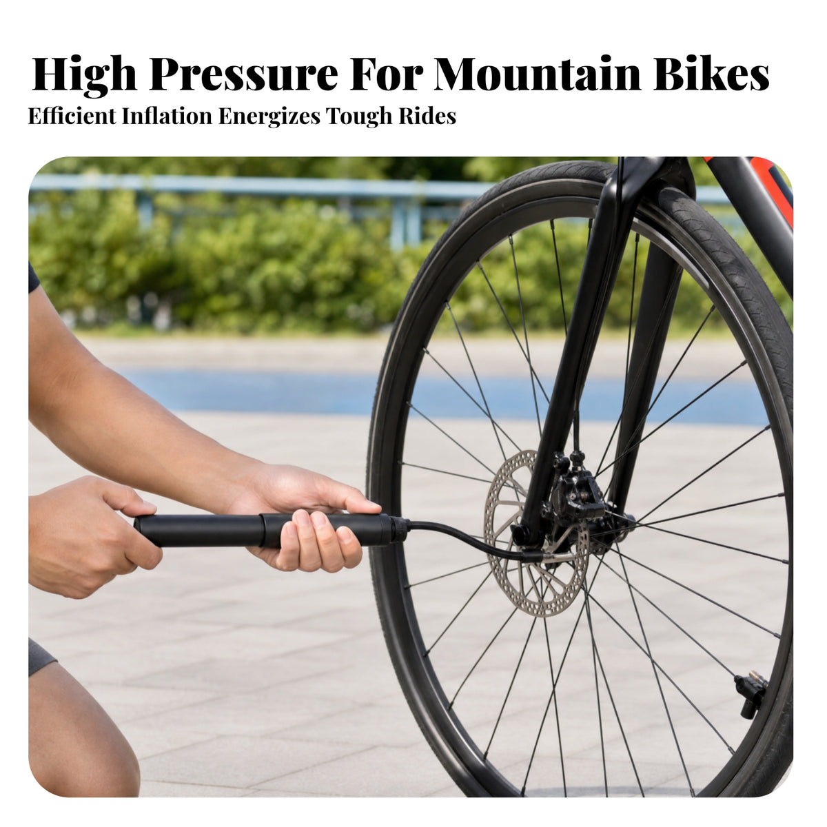 Locking Lever Mini Cycle Hand Pump Hose Connector Bike Pump with Gauge