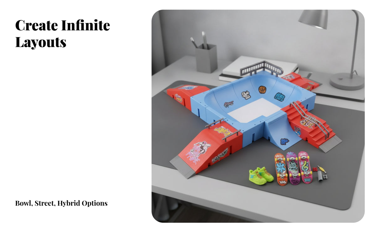 Modular Finger Skateboard Park | Easy DIY Assembly, Finger Skateboard Park Kit, for Play Table