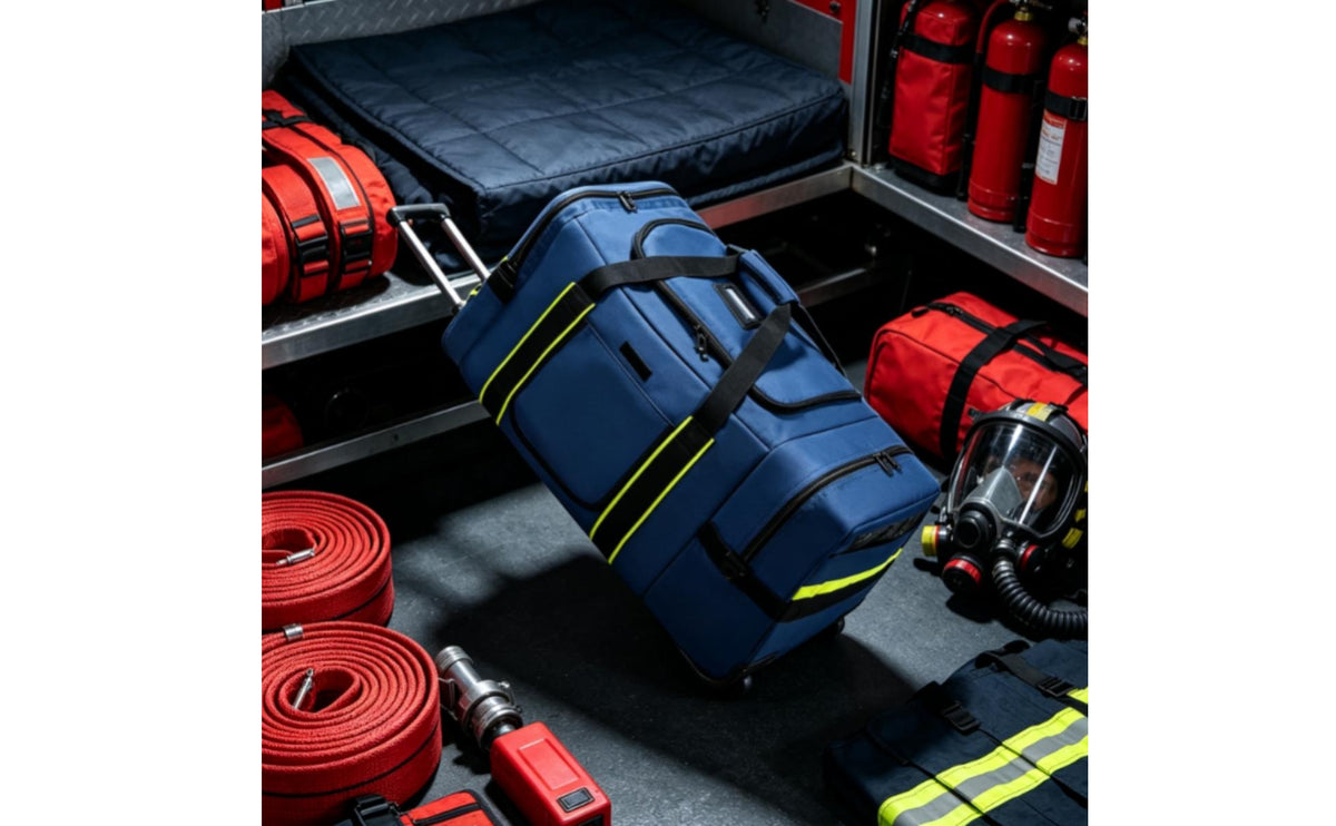 Emergency Equipment Bag with Wheels Heavy-Duty Duffel Bag with Handle Reflective for Firefighters, First Responders, Fire Station