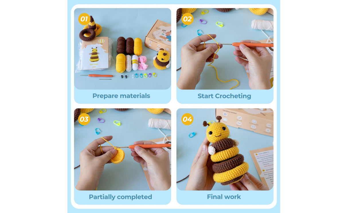 Handmade Stuffed Toy Bee Kit Hobby Bee Stacking Rings Kit for Adults