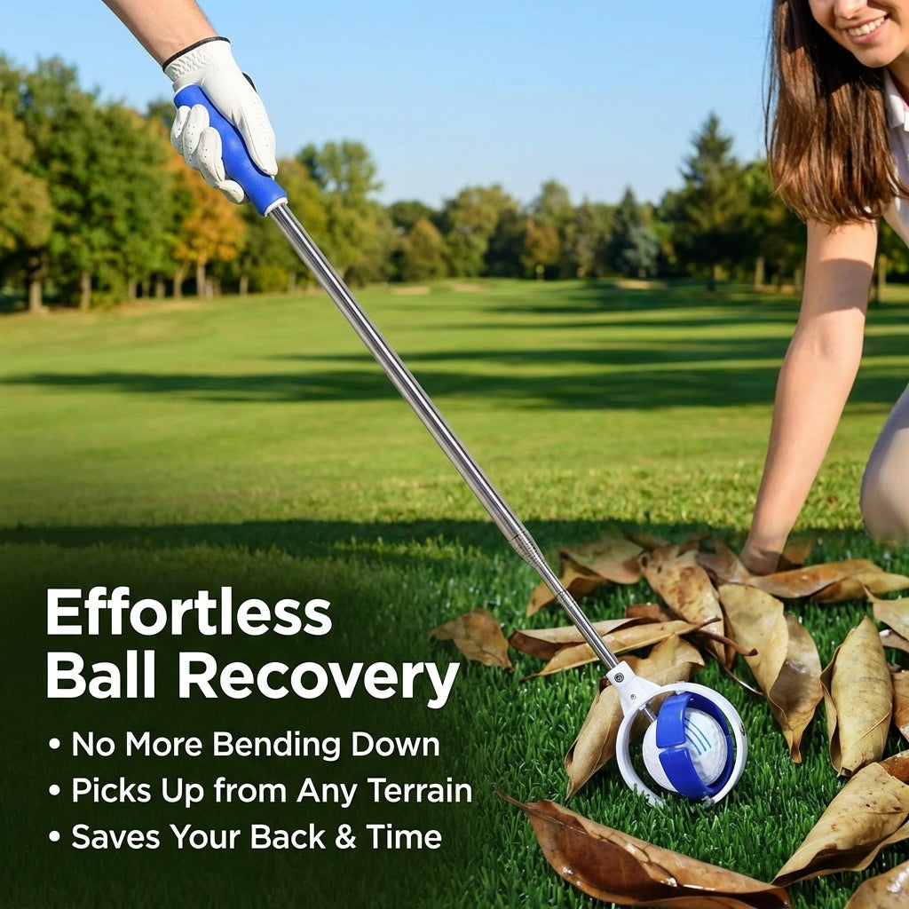Telescopic Golf Ball Retriever Stainless Steel Shaft, Golf Ball Collector for Water Hazards, Portable Golf Ball Picker with Non-Slip Grip