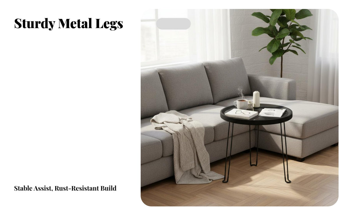 Space-Saving Foldable Couch Table Portable Foldable Tray Table Easy Assembly Household Furniture Stable Support for Apartment Dwellers, Homeowners, Students, Living Room, Bedroom, Next to Sofa, Small Areas