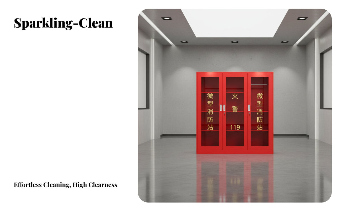 Cold-Rolled Steel Micro Fire Station Cabinet Strong and Long-Lasting Fire Equipment Cabinet Rust Resistant Glass Door Safety Locker for Construction Site Managers, School Administrators, Factories, Office Buildings, Workshop, Shopping Malls