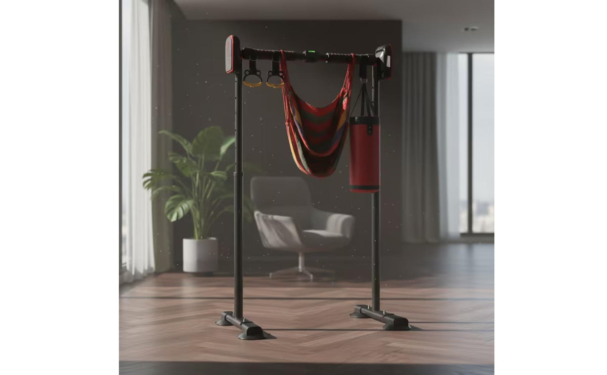 Complimentary Standing Freestanding Pull-up Bar Multifunctional Pull-up Bar with Rings Non-Slip Home Gym Station Heavy-Duty for Adults, Kids, Apartment