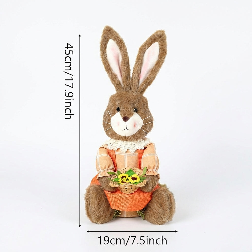Sitting Easter Bunny Stuffed Animal Indoor & Outdoor Use Easter Bunny Figurine Soft Stuffed Bunny Doll for Kids, Parents, Shelf, Storefront Display
