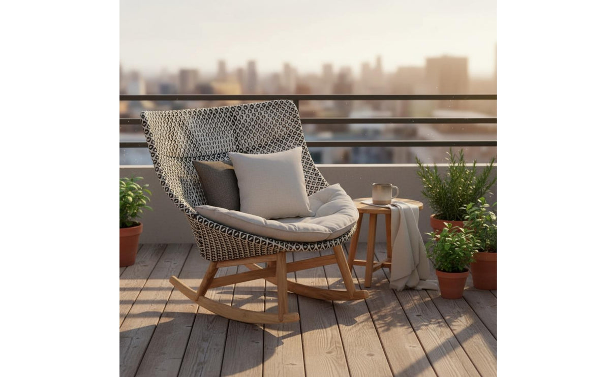 Teak Rattan Chair Comfortable Cushion Outdoor Woven Armchair Wicker Lounge Chair Easy Assembly Garden Furniture Long-Lasting
