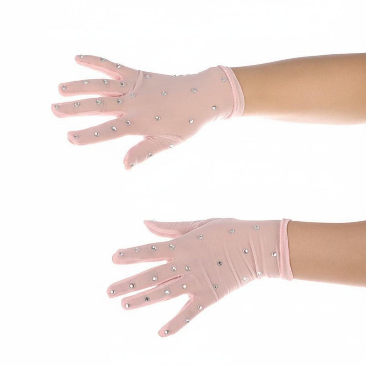 Breathable Rhinestone Figure Skating Gloves Transparent Performance Gloves for Children, Women, Competition, Dance