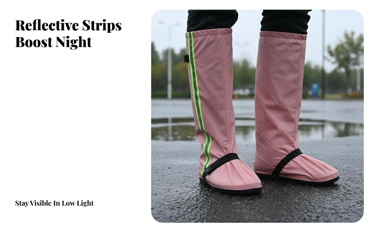 Waterproof Shoe Covers Thickened Oxford Cloth High-Tall Rain Boot Covers Wear-Resistant Reusable Overshoes for Cyclists, Rainy Days