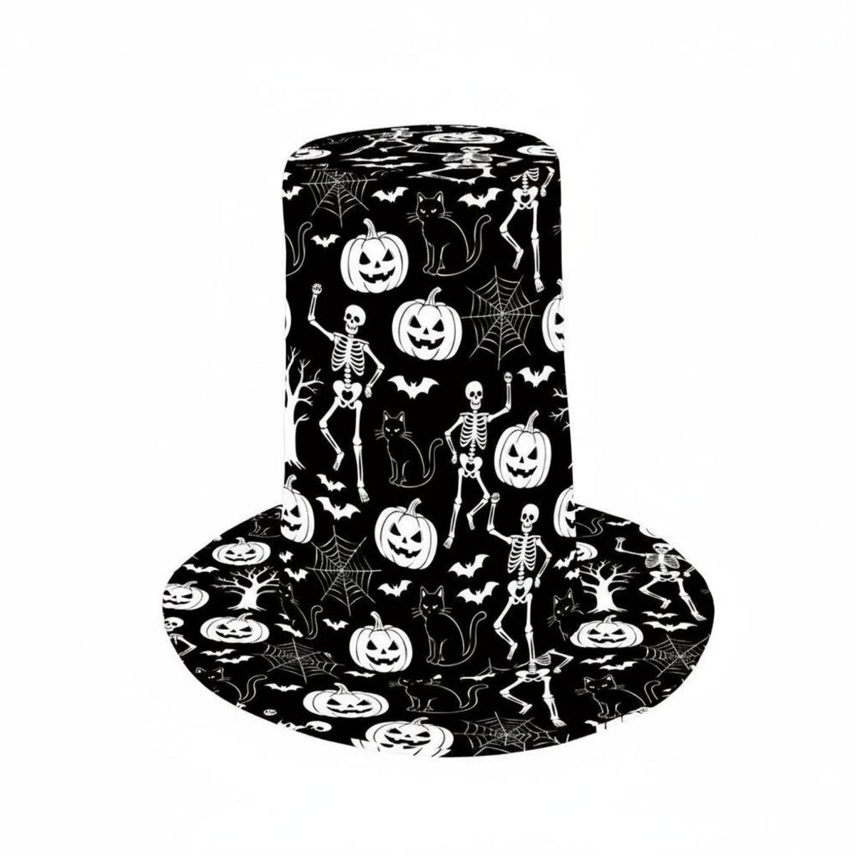 Halloween Top Hat 3D Digital Print Checkered Top Hat Stage Performance Dressing up Accessory for Costume Party