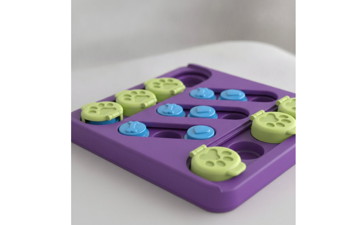 Puzzle Toy with Sliding Covers Boredom Reducer Pet Puzzle Toy IQ Training Interactive Treat Dispenser for Cats, Indoor Play