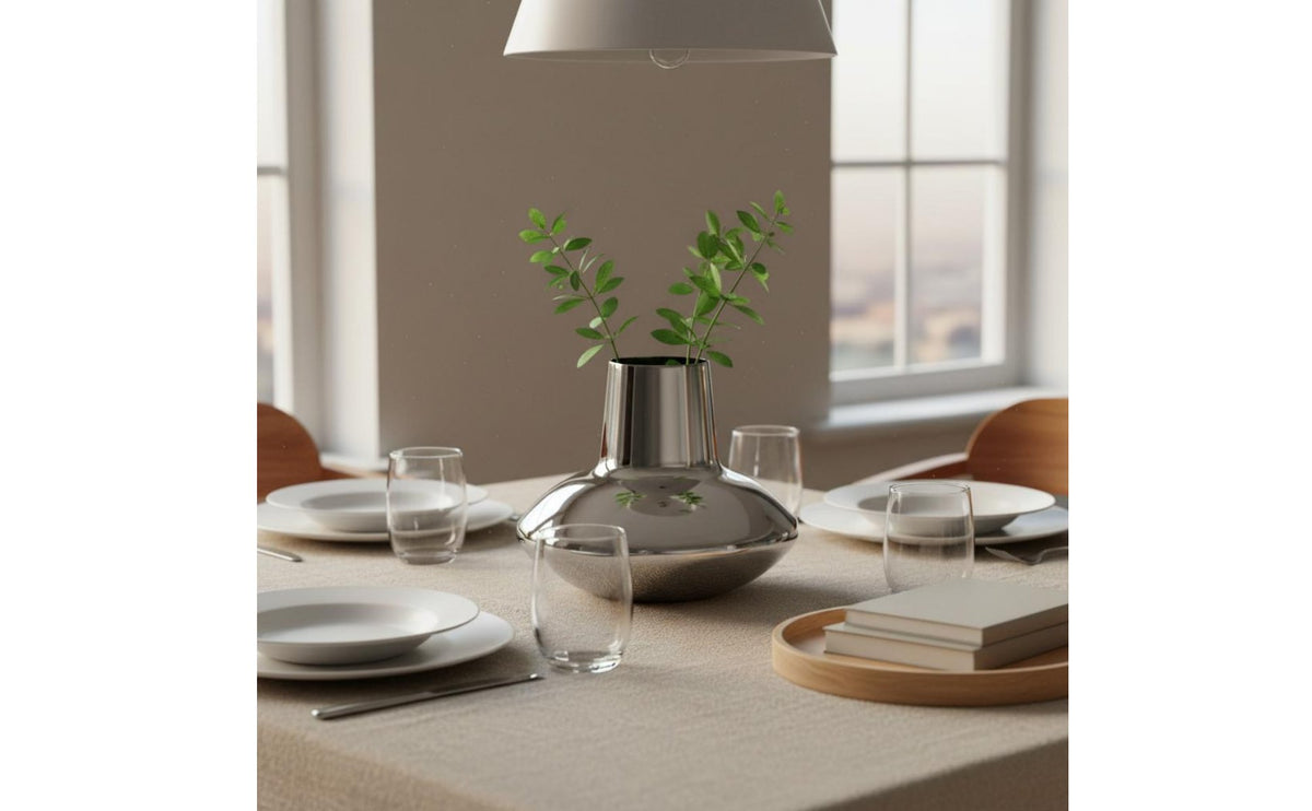 Stainless Steel Vase Minimalist Design Modern Vase High Shine Finish Decor Item for Living Room