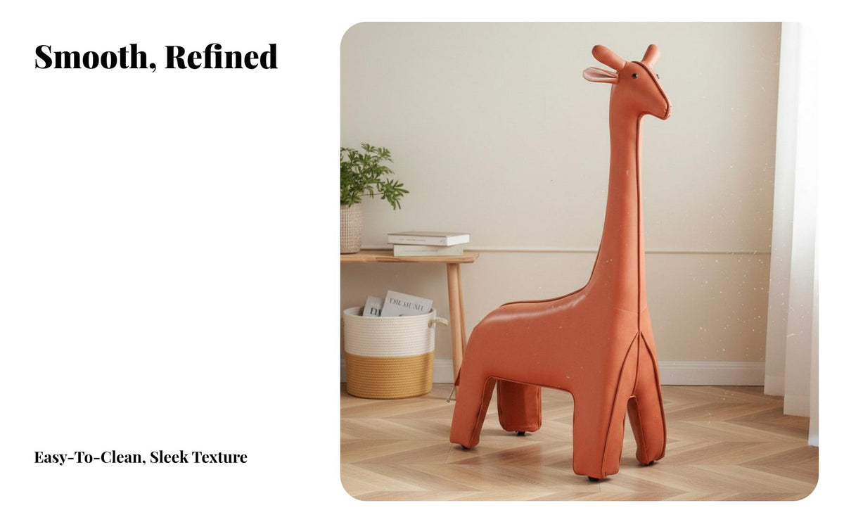 Giraffe Shaped Stool Sturdy and Cartoon Giraffe Seat Soft Touch Kids Animal Ottoman for Young Children, Parents, Playroom, Living Room, Photo Shoots