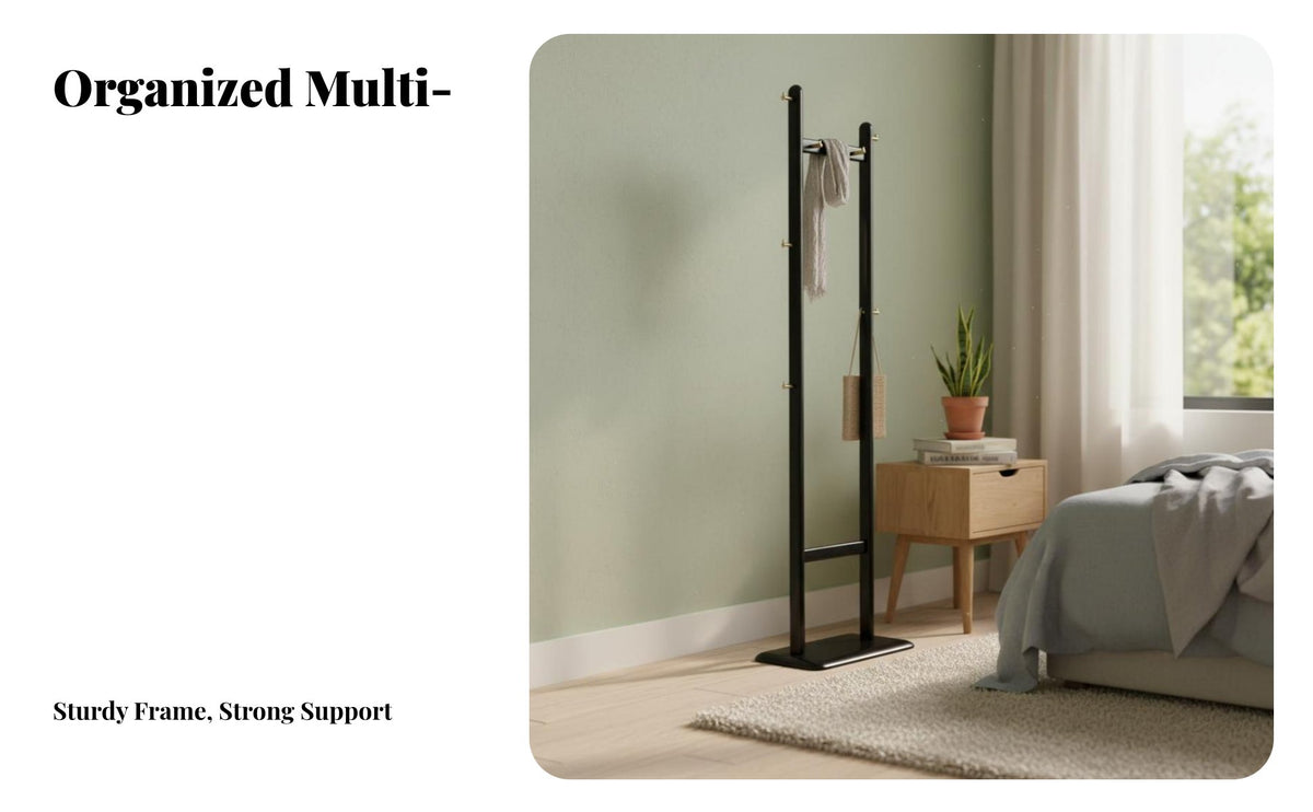 Space-Saving Unattached Standing Clothes Valet Multi-Functional Coat Rack Minimalist Design Clothing Storage Strong Load-Bearing for Apartment Dwellers, Homeowners, Adults, Small Areas, Living Room, Entryway, Walk-in Closet
