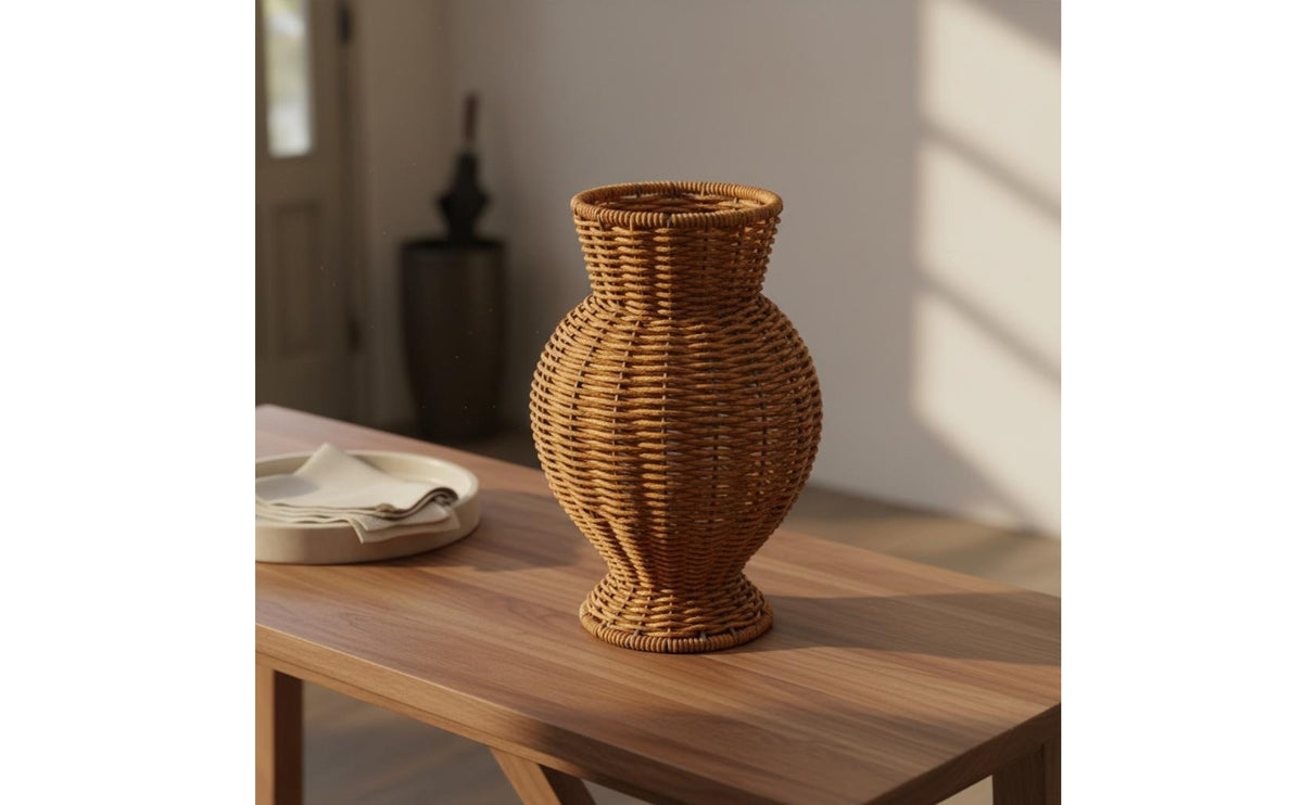 Rattan Vase Handwoven Handmade Woven Vase Artistic Weave for Tabletop